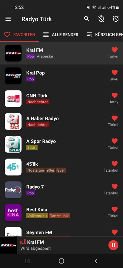 Favoritenliste mit türkischen Radiosendern