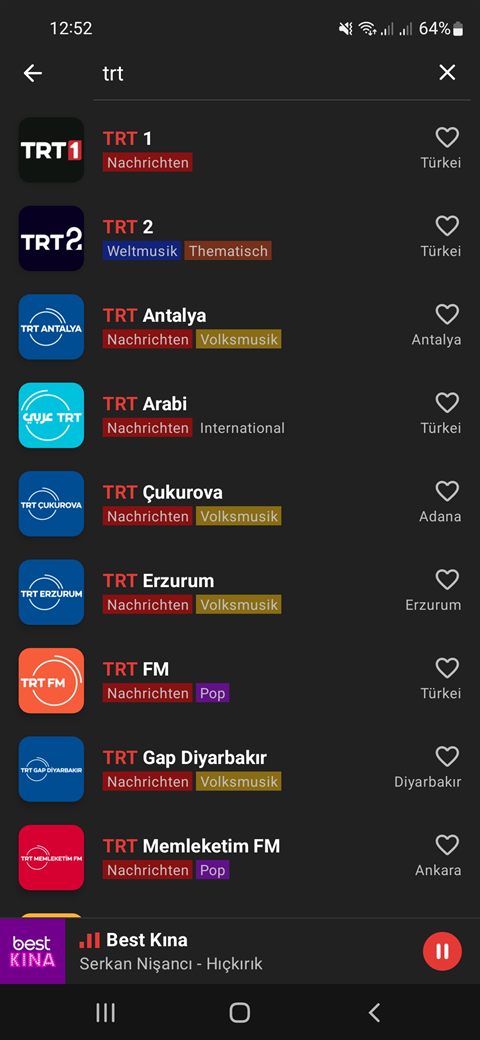 Sendersuche in der App