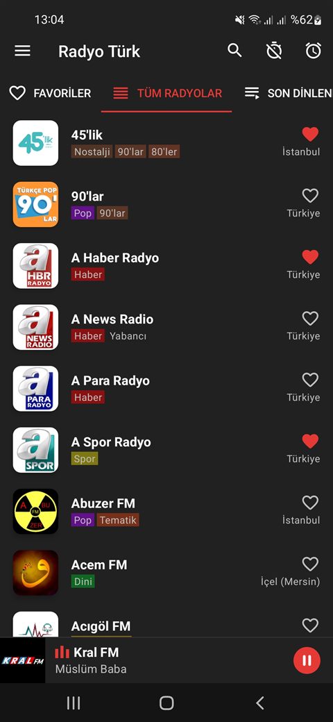 Tüm radyolar listesi: tür ve şehir bilgisiyle